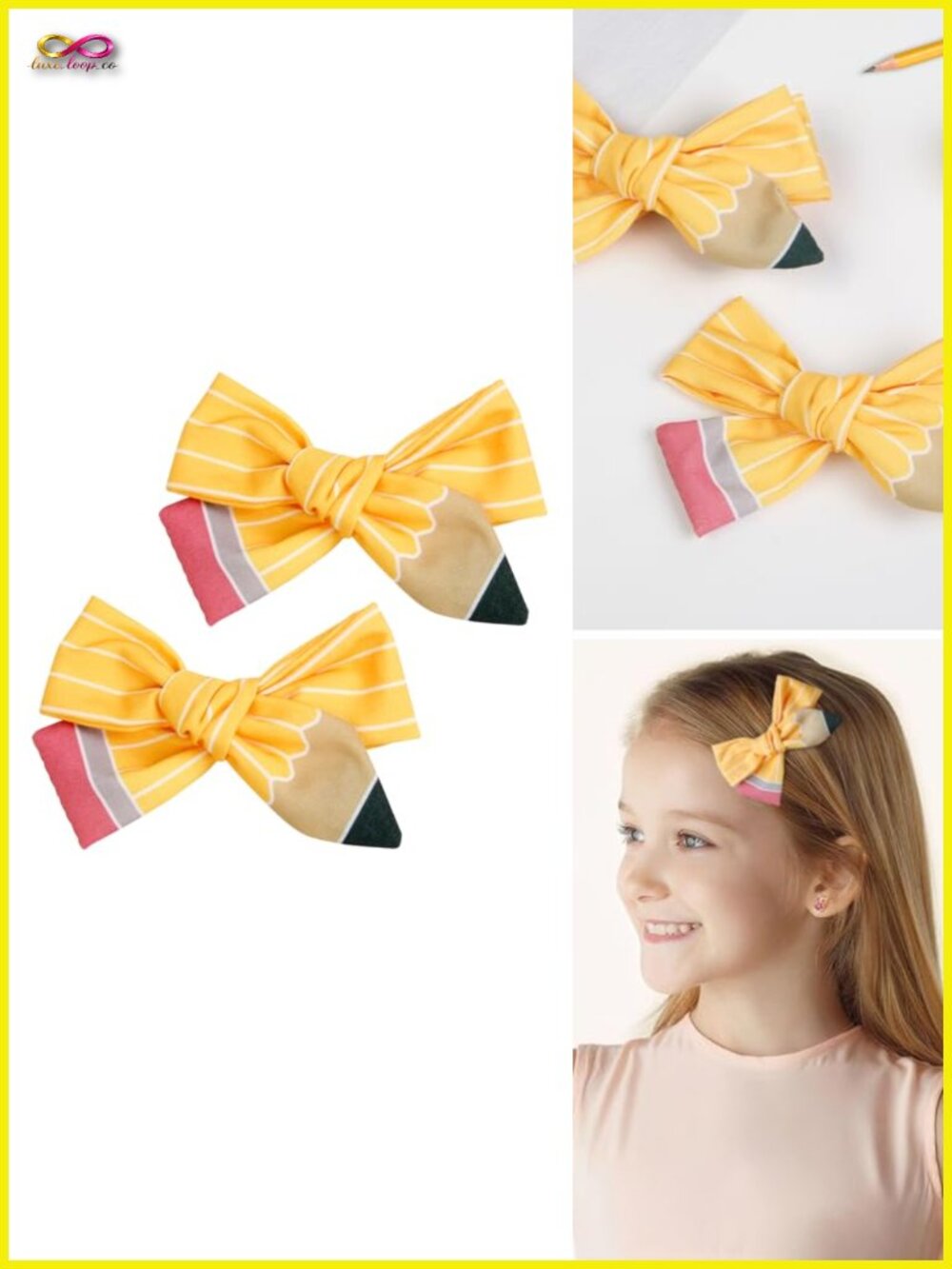 Back to School Pencil Hair Clips Cute Hair Bows for Girls Teacher Student Gift